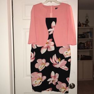 Dress with flowers and made on jacket